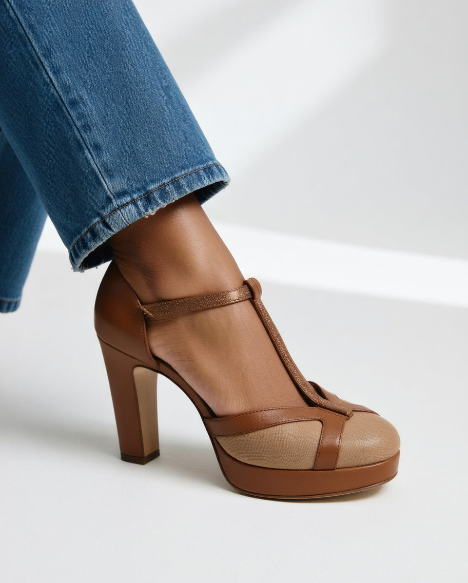Delfinna - Sapatos De Salto Alto Elegantes Com Tira em T