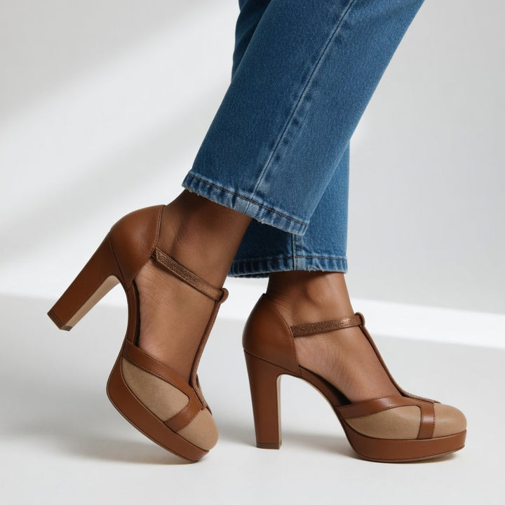 Delfinna - Sapatos De Salto Alto Elegantes Com Tira em T