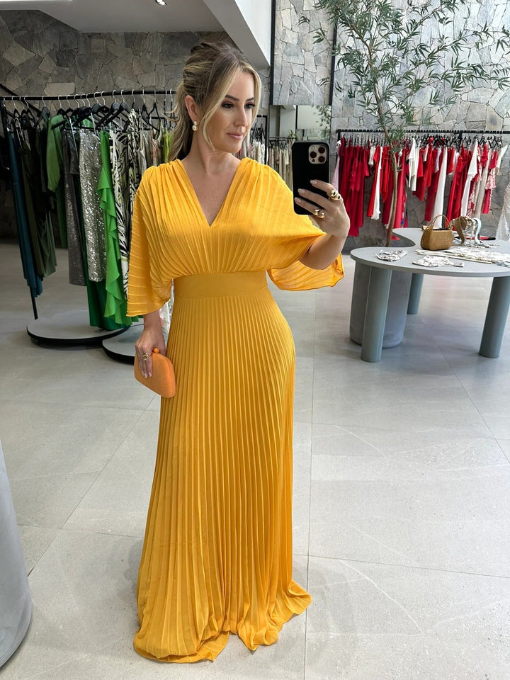 Valerija - Vestido Maxi Plissado Vibrante
