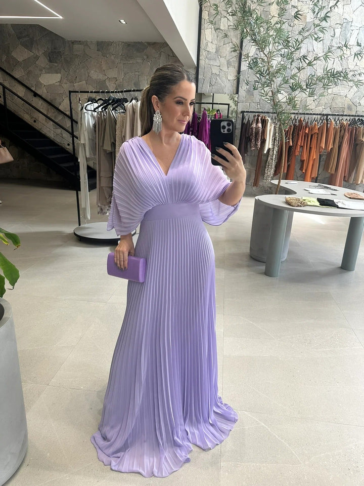 Valerija - Vestido Maxi Plissado Vibrante