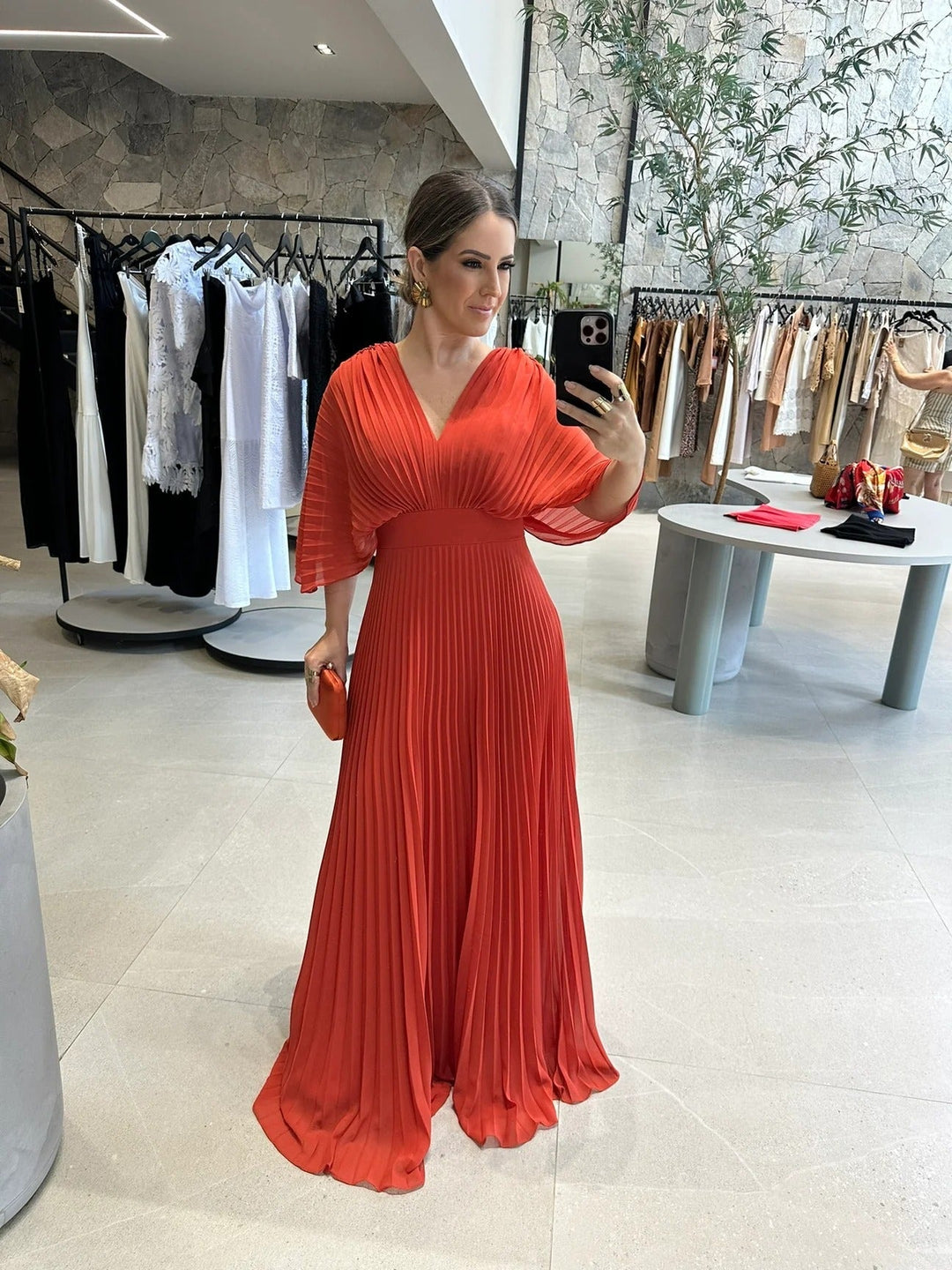 Valerija - Vestido Maxi Plissado Vibrante