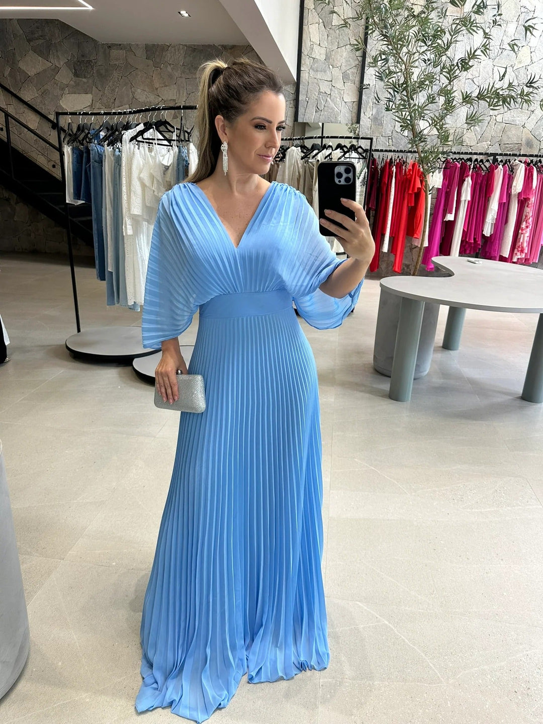 Valerija - Vestido Maxi Plissado Vibrante