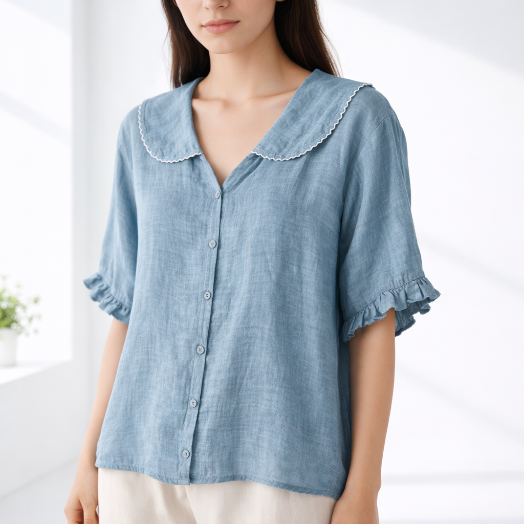 Meygan - Blusa Com Gola Peter Pan