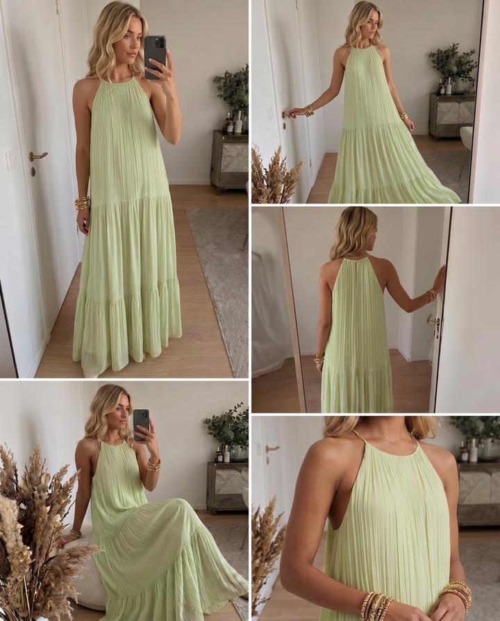 Frazier - Vestido maxi sem Mangas com Pregas