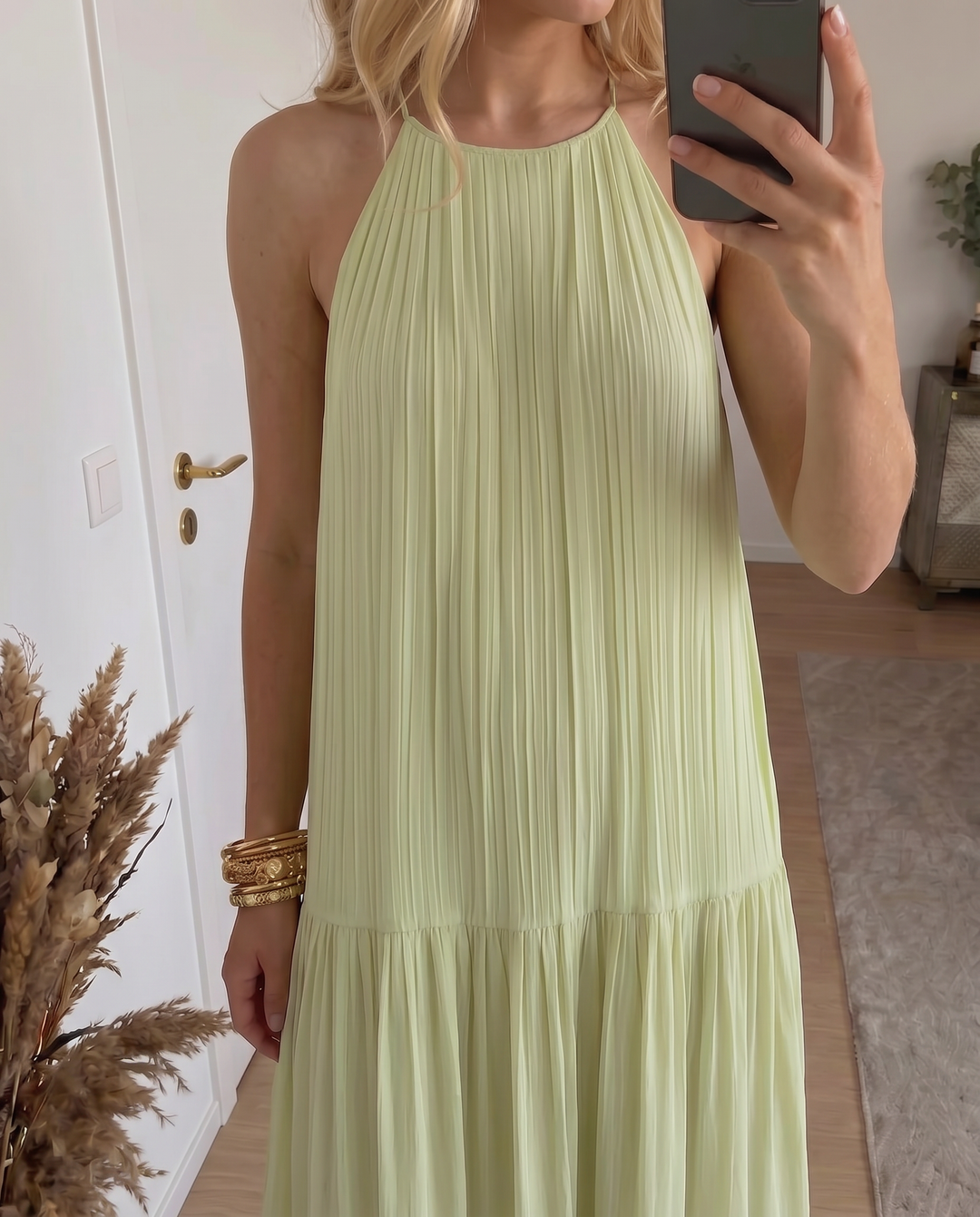 Frazier - Vestido maxi sem Mangas com Pregas