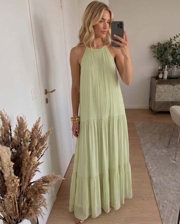 Frazier - Vestido maxi sem Mangas com Pregas