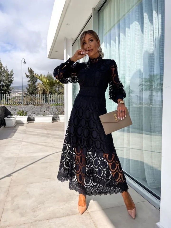 Larena - Elegante Vestido Midi De Renda