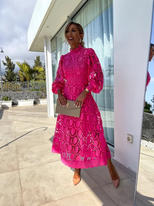 Larena - Elegante Vestido Midi De Renda