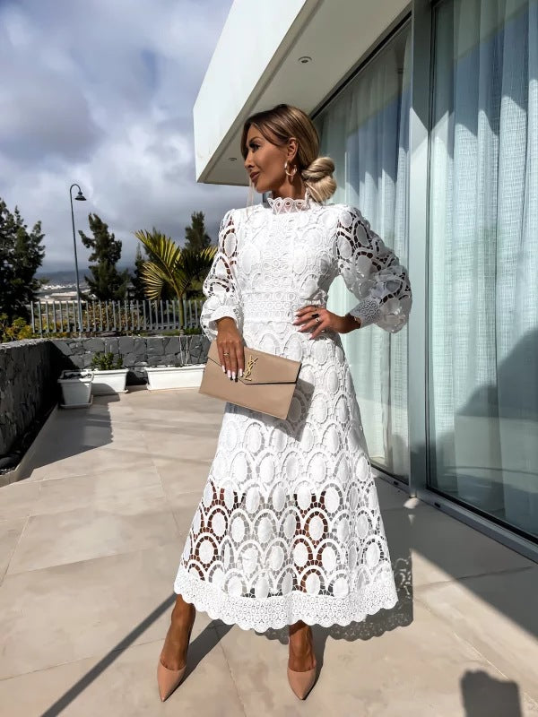 Larena - Elegante Vestido Midi De Renda