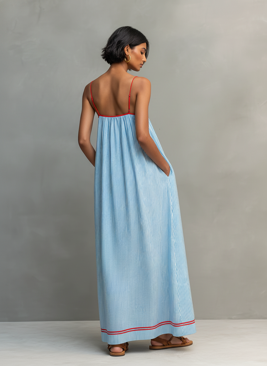 Aliyeva - Vestido Maxi às Riscas