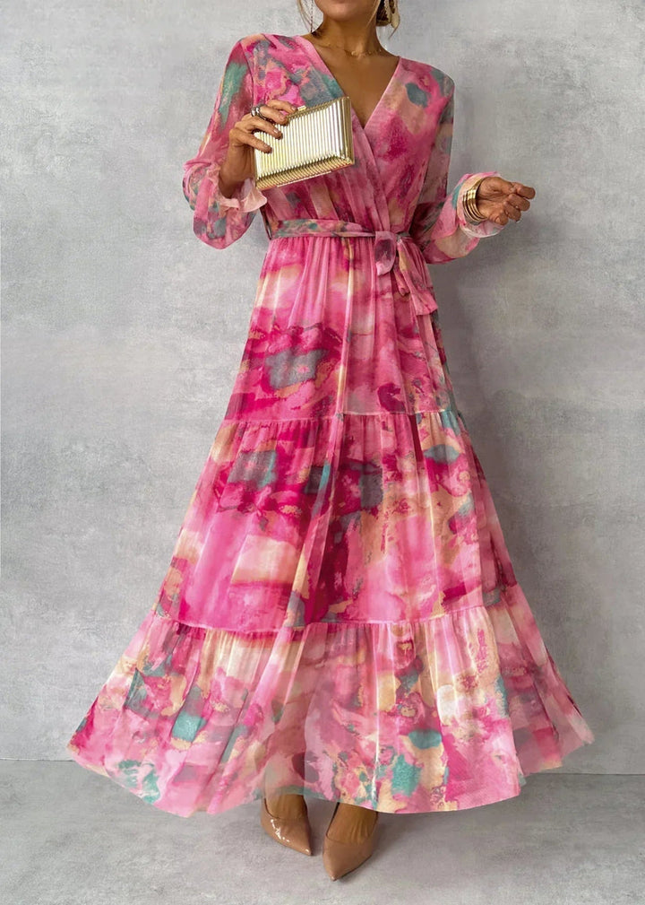 Jenina - Vestido Cruzado Com Estampado Floral Elegante