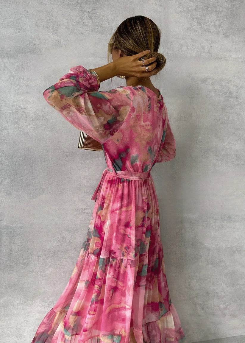 Jenina - Vestido Cruzado Com Estampado Floral Elegante