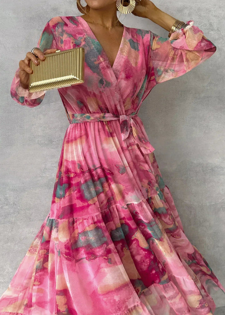 Jenina - Vestido Cruzado Com Estampado Floral Elegante
