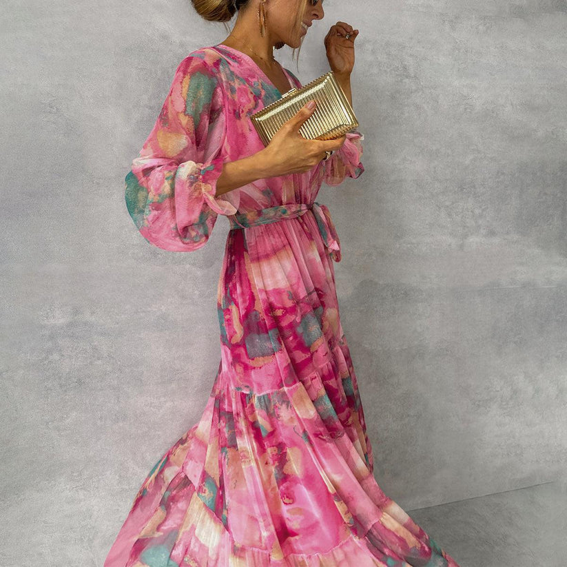 Jenina - Vestido Cruzado Com Estampado Floral Elegante