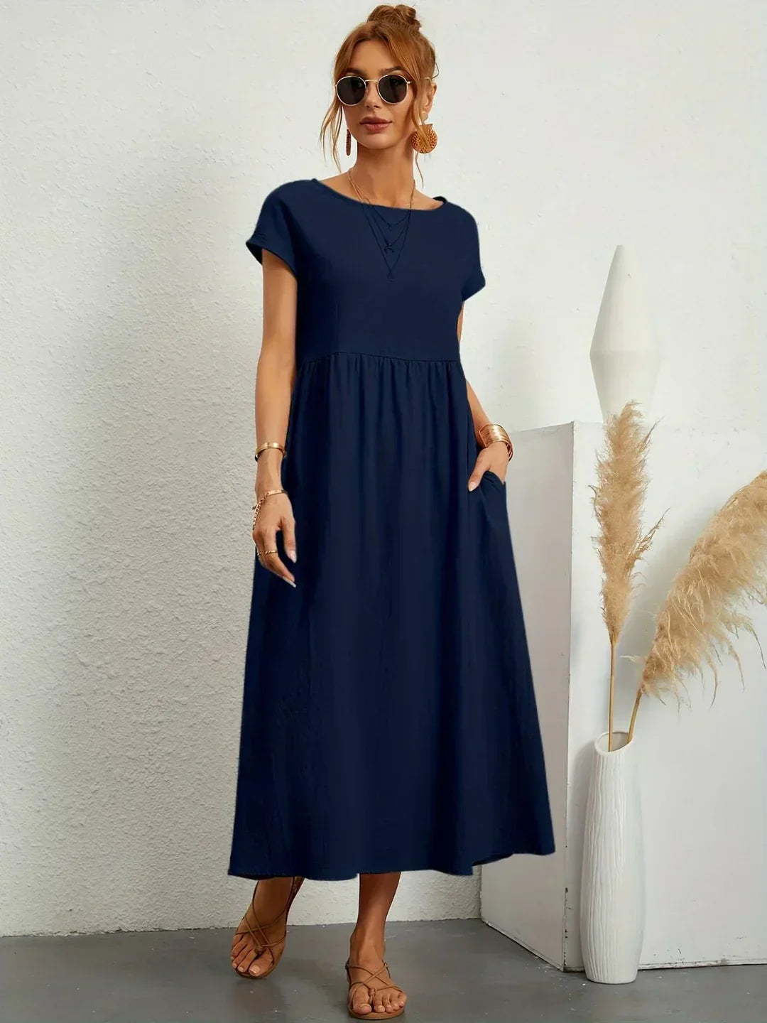 Neila - Vestido Maxi De Corte Largo Com Bolso
