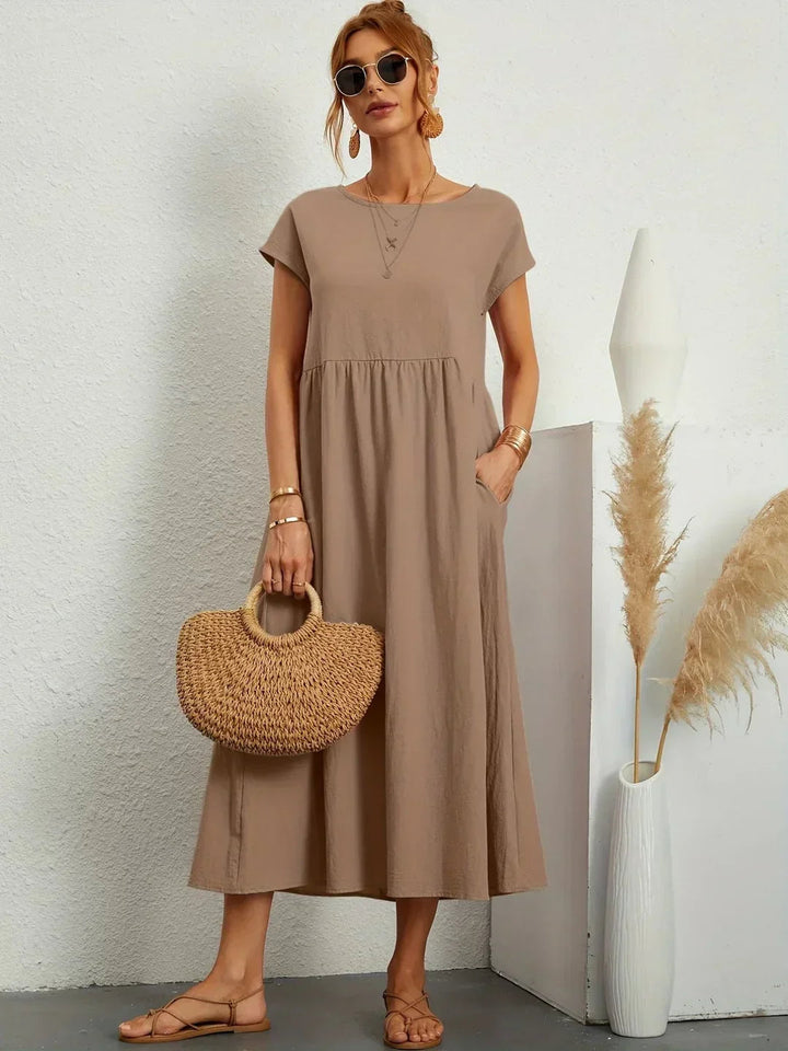 Neila - Vestido Maxi De Corte Largo Com Bolso
