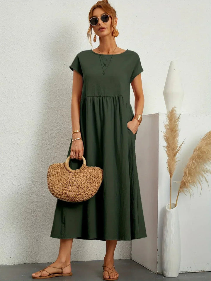 Neila - Vestido Maxi De Corte Largo Com Bolso