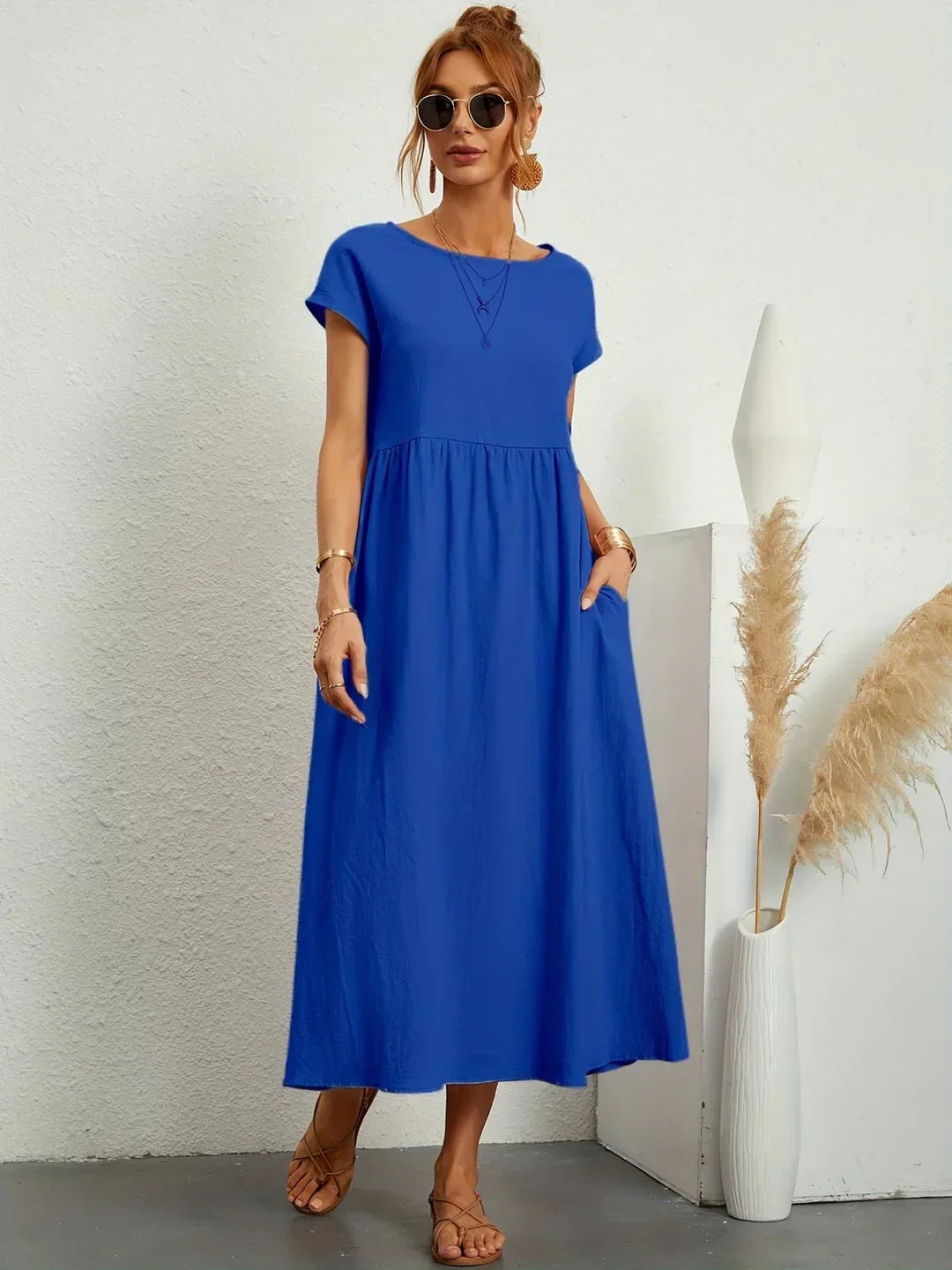Neila - Vestido Maxi De Corte Largo Com Bolso
