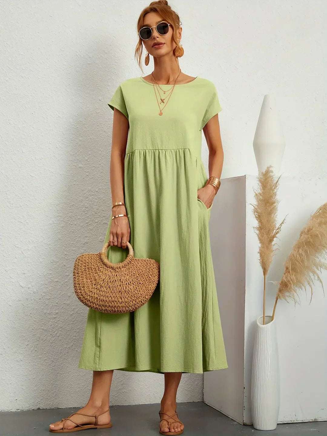Neila - Vestido Maxi De Corte Largo Com Bolso