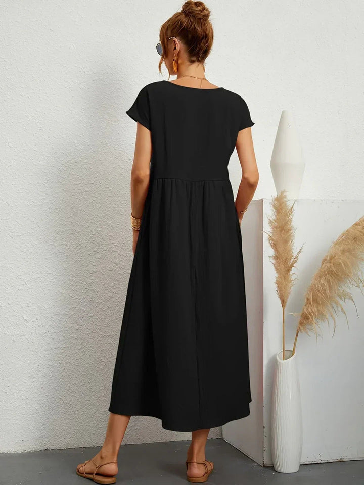 Neila - Vestido Maxi De Corte Largo Com Bolso