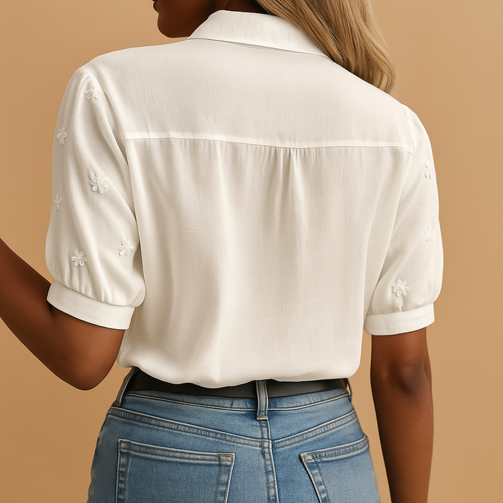 Leanaa - Blusa Moderna Com Bordado Floral