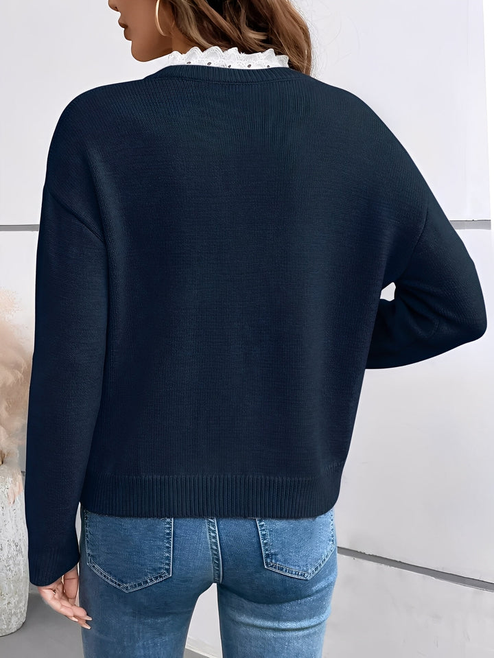 Jadvyga - Blusa De Malha Com Gola De Renda