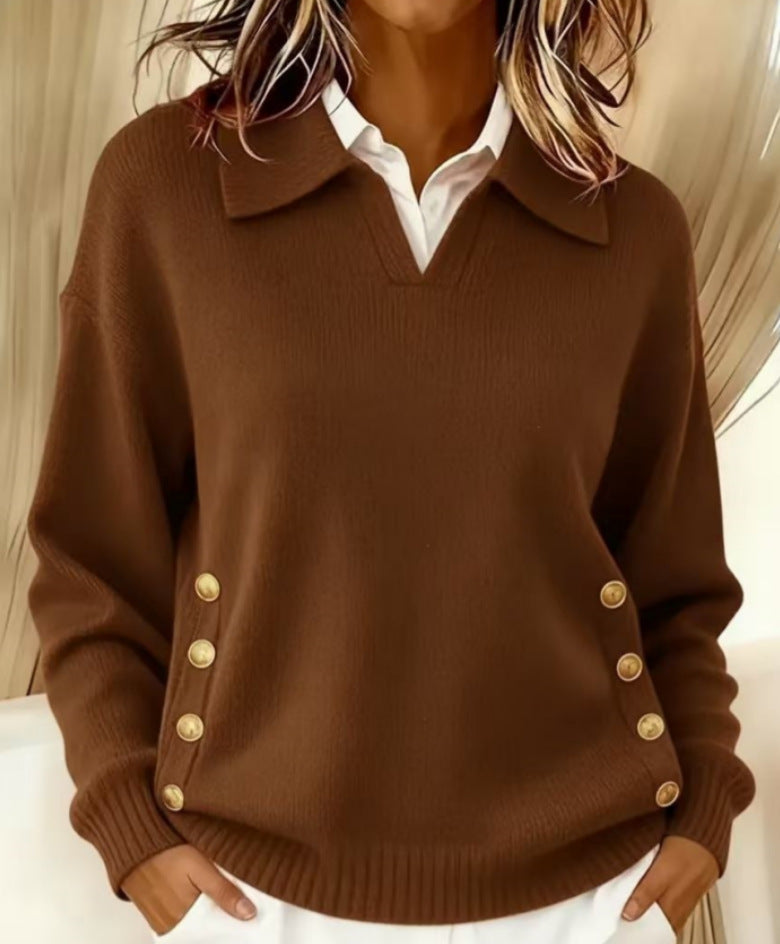 Telina - Camisola De Malha De Manga Comprida Com Decote Em V
