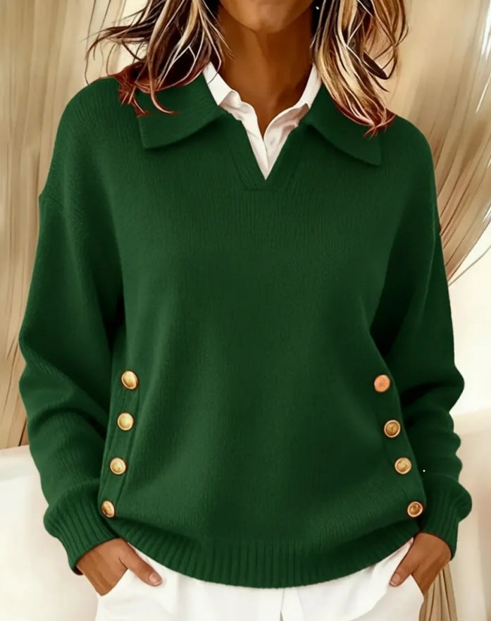Telina - Camisola De Malha De Manga Comprida Com Decote Em V