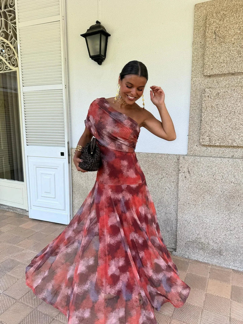 Dainia - Vestido Maxi De Malha Com Um Ombro