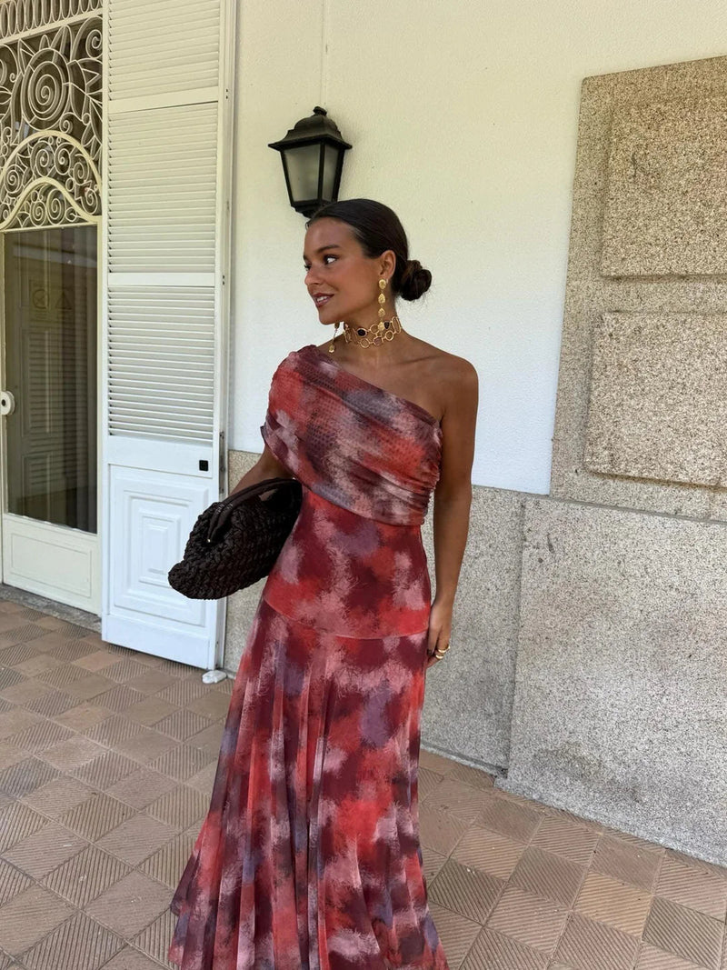 Dainia - Vestido Maxi De Malha Com Um Ombro