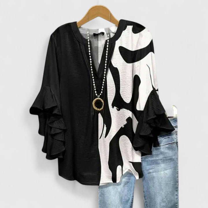 Juria - Blusa Com Mangas Com Folhos e Estampado Floral