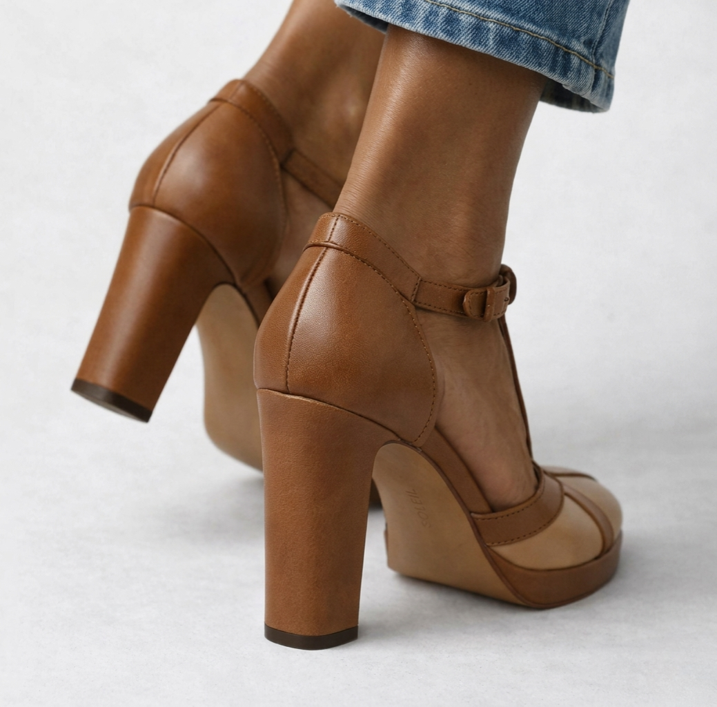 Delfinna - Sapatos De Salto Alto Elegantes Com Tira em T