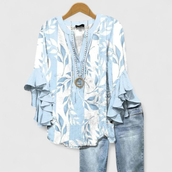 Juria - Blusa Com Mangas Com Folhos e Estampado Floral