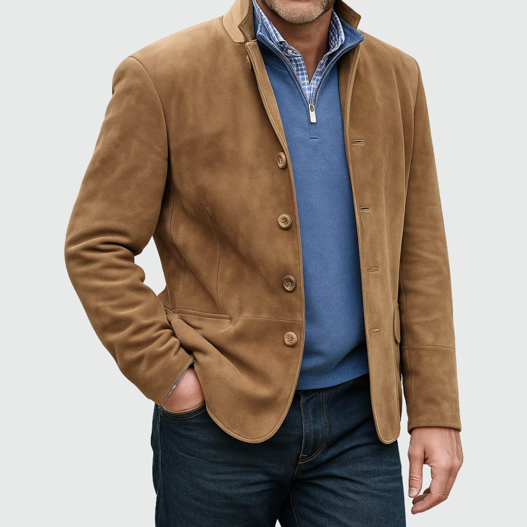 Ferdinando - Blazer Clássico Em Camurça Com Botões