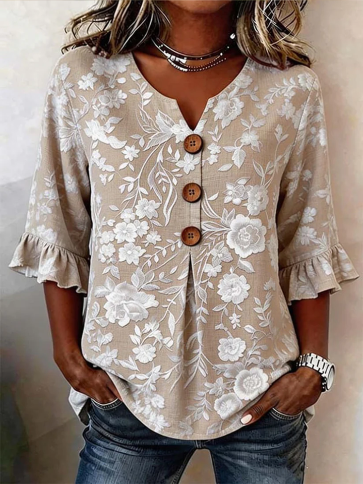 Dynika - Blusa Com Estampado Floral Elegante