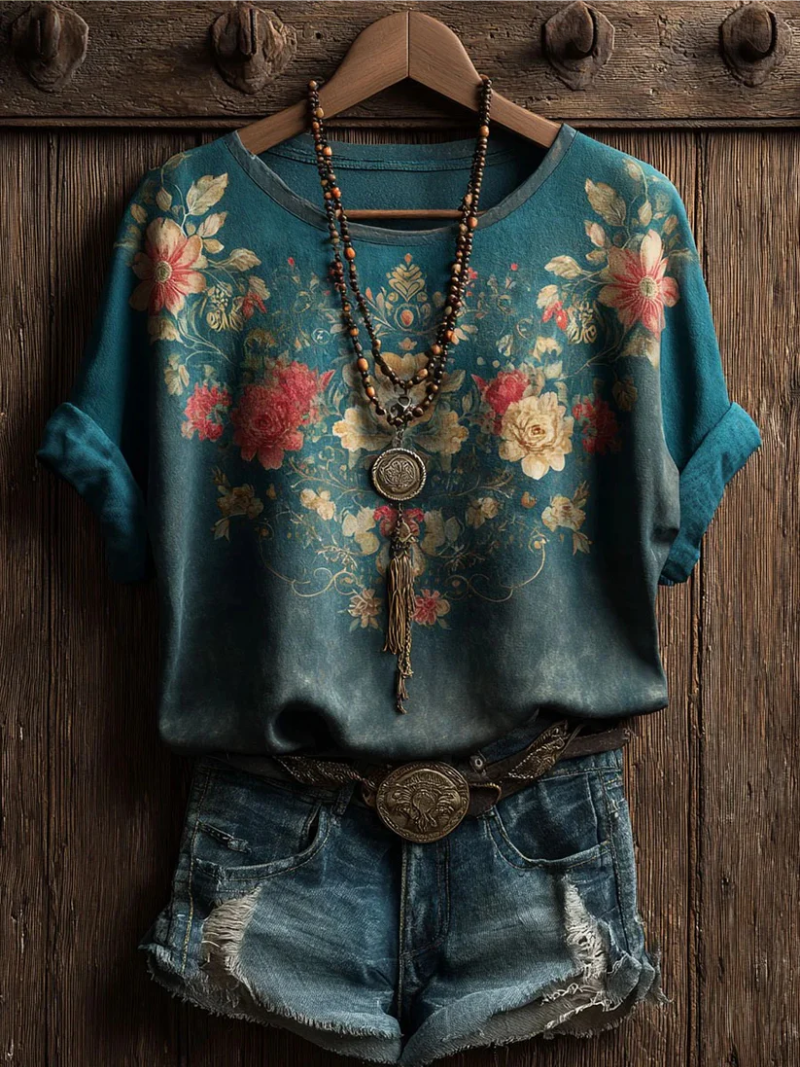 Claressa - Blusa Com Estampado Floral e Tecido Respirável