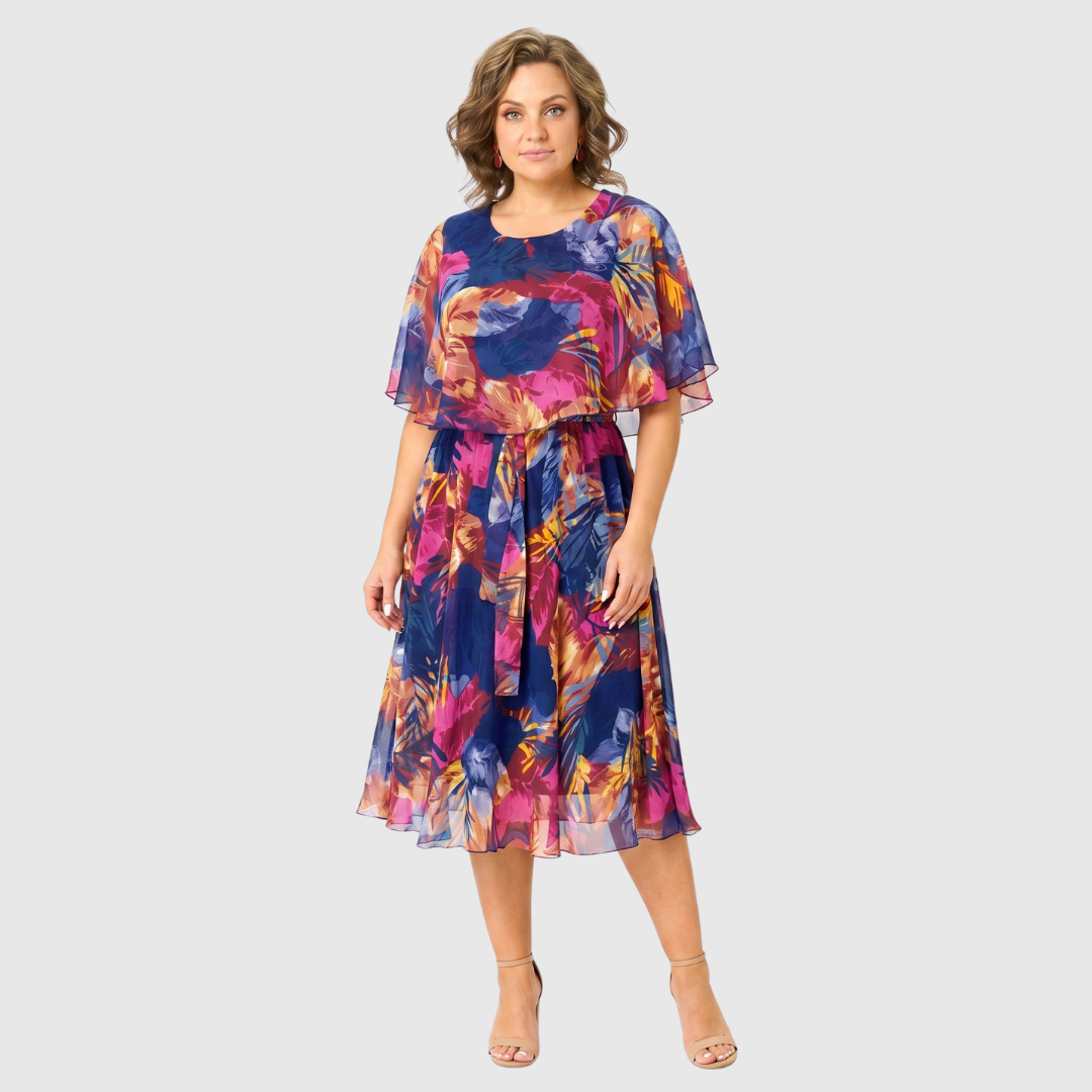 Irenen - Vestido Midi em Chiffon com Estampado Floral