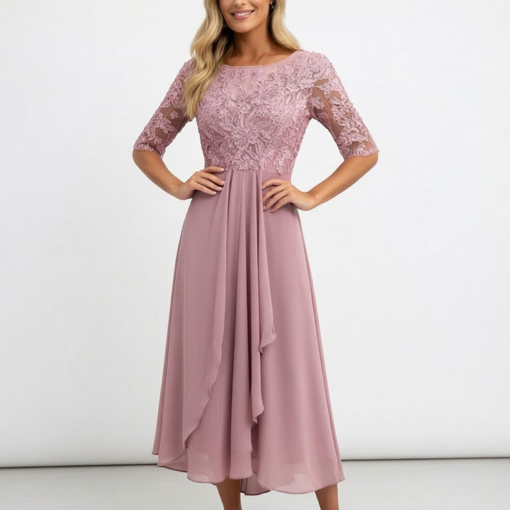 Zerda - Vestido Midi Elegante Em Renda