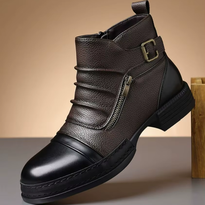 Kramer - Botas De Cano Curto Em Couro Bicolor