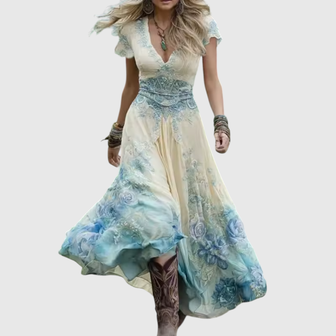 Vihangi - Vestido Floral Justo e Solto