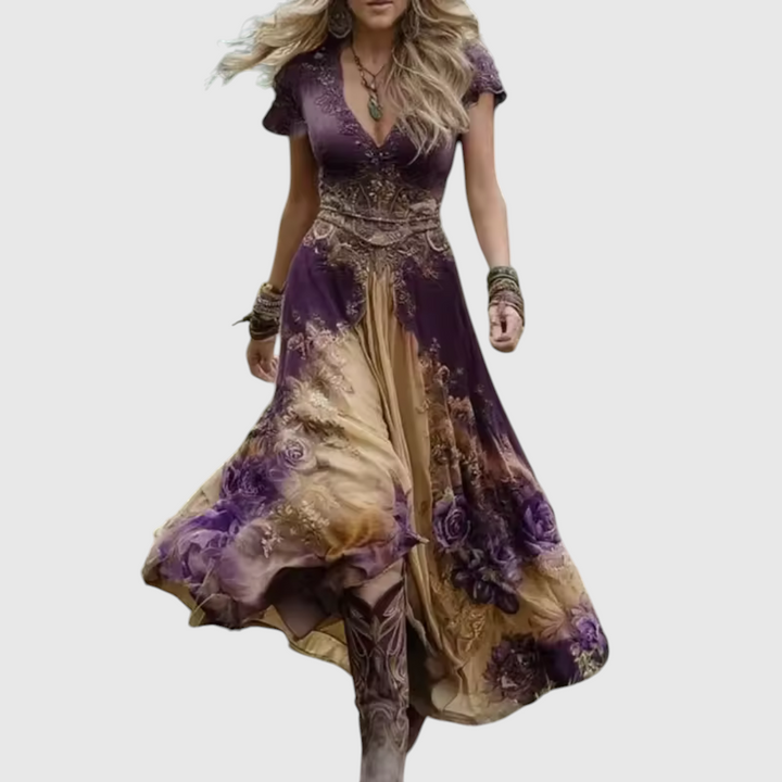 Vihangi - Vestido Floral Justo e Solto
