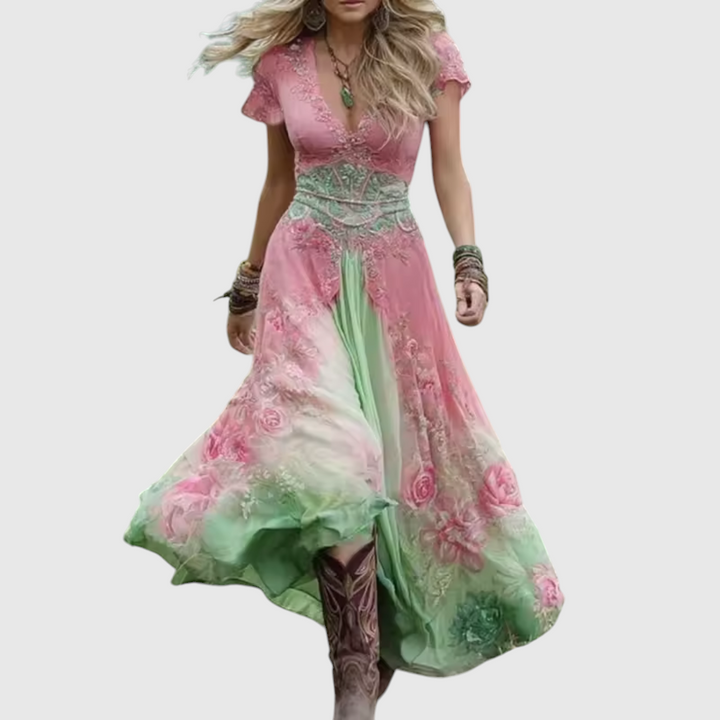 Vihangi - Vestido Floral Justo e Solto
