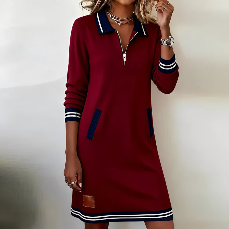 Keshara - Vestido Elegante de Algodão Com Manga Comprida