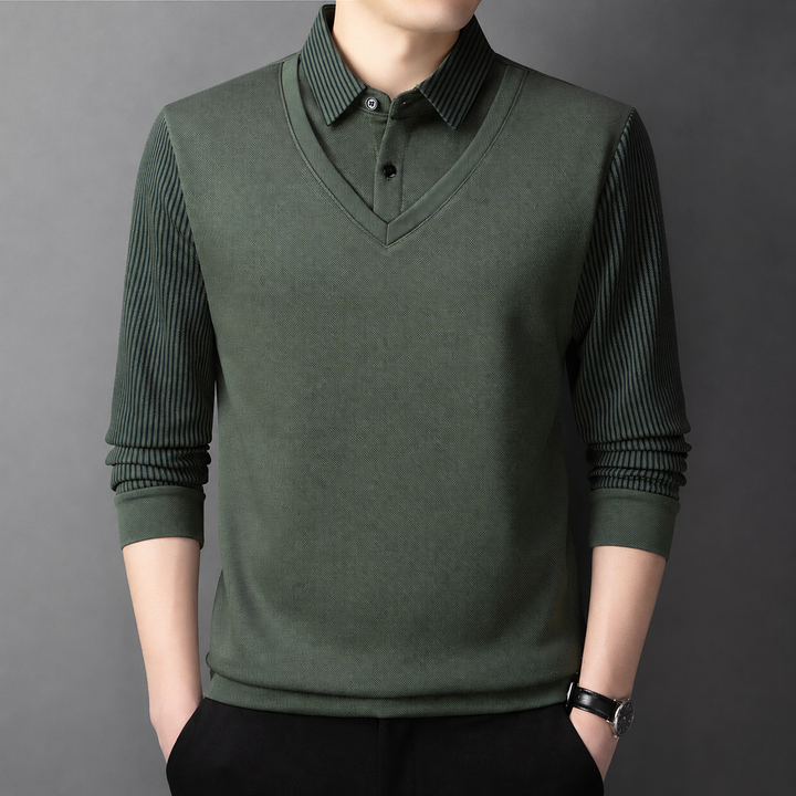 Pedroo - Camisola Com Mangas Às Riscas E Gola De Camisa Com Botões