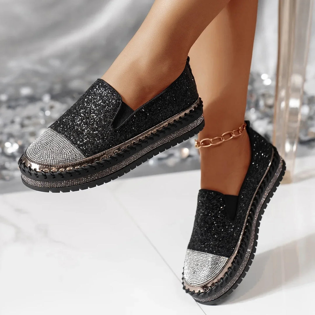 Lizka - Mocassins de Plataforma Com Purpurina e Strass