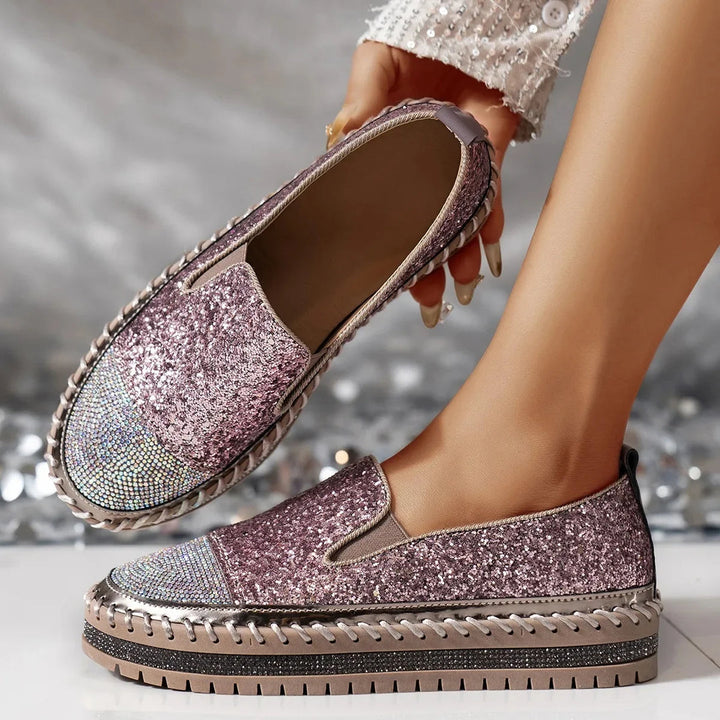 Lizka - Mocassins de Plataforma Com Purpurina e Strass