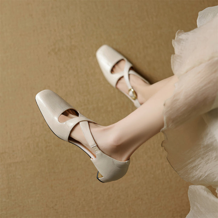 Malena - Sapatos De Couro Com Tiras Cruzadas