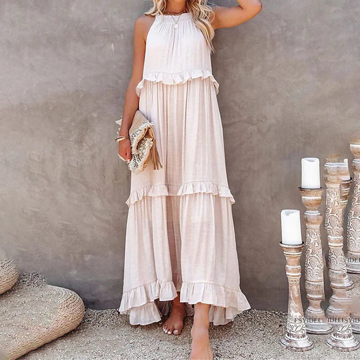 Munalisa - Vestido Maxi Com Folhos
