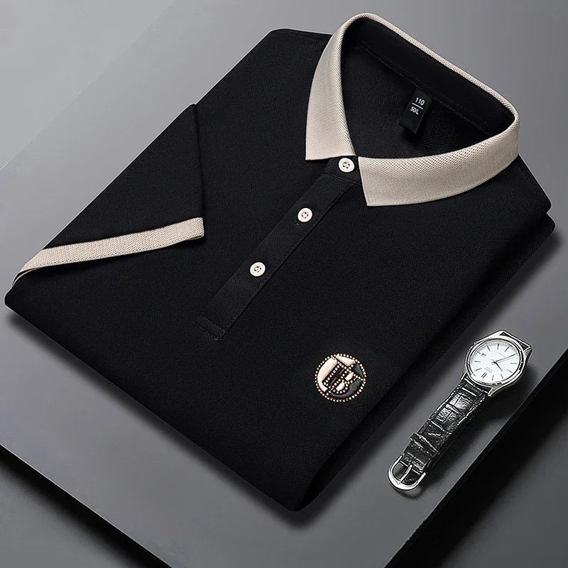Angan - Camisa Polo Elegante em Dois Tons