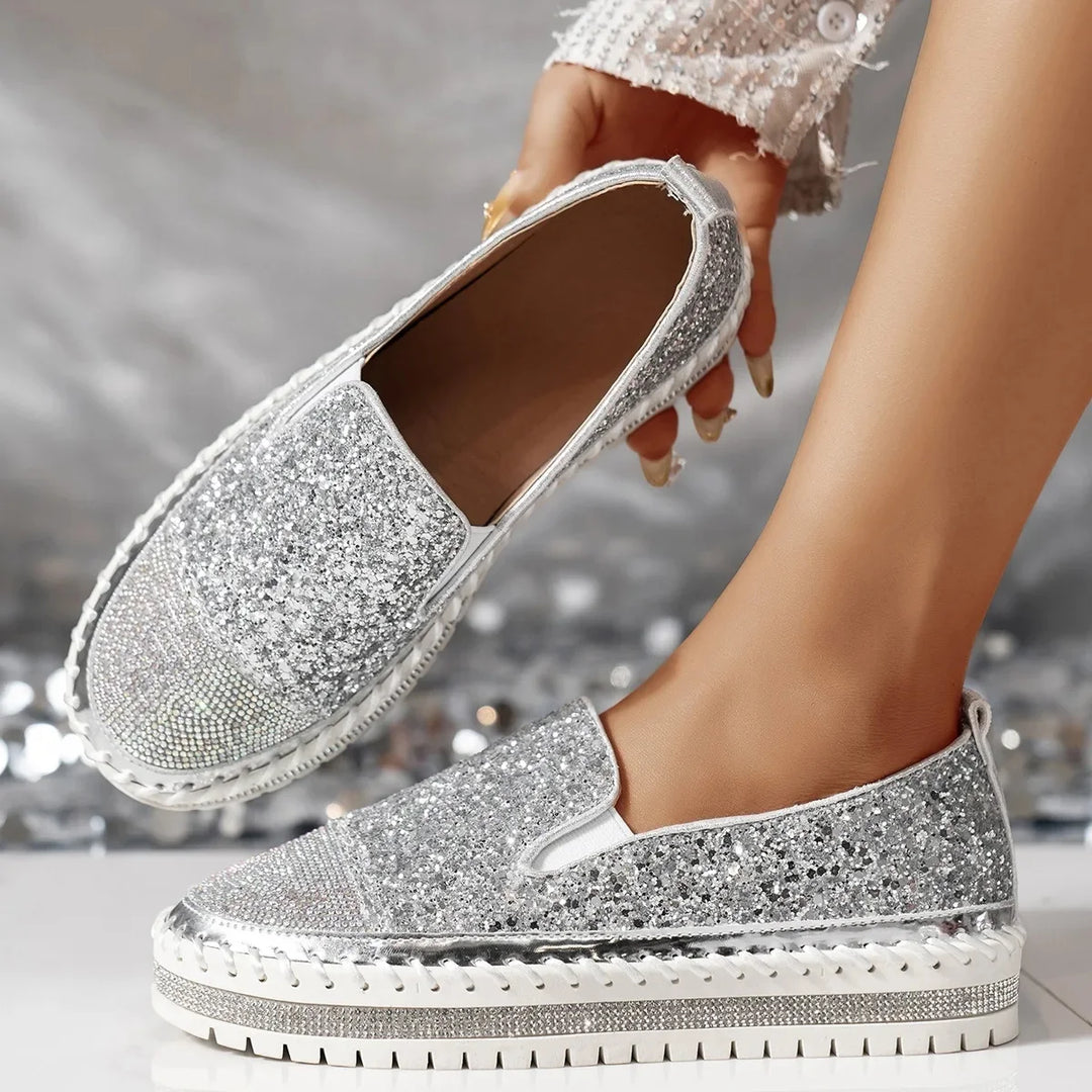 Lizka - Mocassins de Plataforma Com Purpurina e Strass